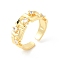 Clear Cubic Zirconia Rectangle Open Cuff Rings, Cadmium Free & Lead Free, Brass Jewelry for Women, Real 16K Gold Plated, Inner Diameter: 18mm