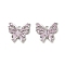Glass Pendants, with Brass Findings, Butterfly, Real Platinum Plated, 14x16x3mm, Hole: 1.4mm