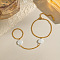Minimalist 304 Stainless Steel Link Finger Ring Bracelets for Women, with Imitation Pearl, Real 18K Gold Plated, 6-1/4 inch(16cm)