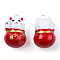 Baking Painted Brass Bell Pendants, Maneki Neko/Beckoning Cat, FireBrick, 26.5x17x16mm, Hole: 2mm