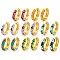 Rack Plating Brass Hoop Earrings, with Flower Enamel, Cadmium Free & Lead Free, Long-Lasting Plated, Real 18K Gold Plated, Mixed Color, 19x4.5mm