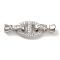 Brass Micro Pave Clear Cubic Zirconia Fold Over Clasps, Cadmium Free & Nickel Free & Lead Free, Oval, Platinum, Oval: 14.5x9x2mm, Inner Diameter: 3x3.4mm; Clasp: 12x5x6.5mm, Inner Diameter: 1.5x3mm