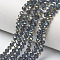 Electroplate Glass Beads Strands, Half Plated, Rainbow Plated, Faceted, Rondelle, Marine Blue, 4x3mm, Hole: 0.4mm, about 109~113pcs/strand, 38~39cm