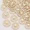Brass Links connectors, Etched Metal Embellishments, Long-Lasting Plated, Flower of Life, Light Gold, 13x0.3mm, Hole: 1.2mm