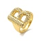 Letter Brass Micro Pave Clear Cubic Zirconia Open Cuff Ring for Women, Cadmium Free & Nickel Free & Lead Free, Real 18K Gold Plated, Letter B, 19x15mm, US Size 6(16.5mm)