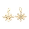 Brass Clear Cubic Zirconia Pendants, Long-Lasting Plated, with Jump Ring, Snowflake, Golden, 16x14x2mm, Hole: 3.5mm