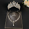 Teardrop Alloy Rhinestone Pendant Necklaces & Stud Dangle Earrings & Crown Hair Band Sets, Crystal, 450mm