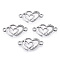 Alloy Rhinestone Links connectors, Double Heart, Platinum, 12.5x25x2.5mm, Hole: 1.5mm
