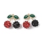 Alloy with Acrylic and Resin Rhinestone Pendants, Cherry, Golden, 26.5x26.5x12mm, Hole: 1.8mm