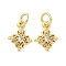 Brass Micro Pave Cubic Zirconia Pendants, Rhombus Charms, with Jump Ring, Long-Lasting Plated, Cadmium Free & Lead Free, Rack Plating, Real 18K Gold Plated, 10.5x8.5x2.5mm, Hole: 3mm