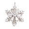 Cubic Zirconia Pendants, with Rack Plating Real 18K Gold Plated Brass Findings, with Jump Rings, Long-Lasting Plated, Lead Free & Cadmium Free, Snowflake, Platinum, 19x14.5x5.5mm, Jump Ring: 4.6x0.8mm, 3mm Inner Diameter