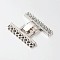 9 Strands Alloy and Brass Fold Over Clasps, 18-Hole, Platinum, 24x29x5mm, Hole: 2mm
