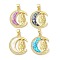 Brass Micro Pave Clear Cubic Zirconia Pendants, Cadmium Free & Lead Free, with Synthetic Opal, Real 18K Gold Plated, Human, Moon, 22.5x18.5x2.5mm, Hole: 5x3.5mm