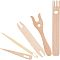 Beechwood Knitting Tools Set, Including Wooden Knitting Fork and Needle, BurlyWood, 5pcs/bag