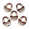 Wenge Wood & Sandalwood & White Ash Pendants, Teardrop Charms, Colorful, 37x28x3.5mm, Hole: 2mm, Inner Diameter: 18x14mm