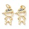 Brass Micro Pave Blue Cubic Zirconia Pendants, Long-Lasting Plated, Boy, Real 18K Gold Plated, 18.5x11x1.5mm, Hole: 3.6mm