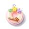 Resin Pendants, with Iron Findings, Doughnut, Pink, 28~29x24~25x15mm, Hole: 2mm