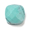 Glass Cabochons, Imitation Gemstone, Faceted Square, Turquoise, 9~9.5x9~9.5x5.5mm