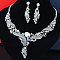 Twist Alloy Rhinestone Pendant Necklaces & Stud Dangle Earrings Sets, Crystal AB, 420mm