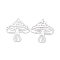 Non-Tarnish 201 Stainless Steel Pendants, Etched Metal Embellishments, Mushroom Charm, Stainless Steel Color, 32x30x0.2mm, Hole: 1.4mm