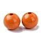 Wood Large Hole European Beads, Round, Dark Orange, 19~20x18mm, Hole: 4.2mm