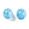 Handmade Lampwork Beads, Round with Flower, Deep Sky Blue, 9x10mm, Hole: 1.6mm