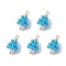 Glass Seed Beaded Teardrop Pendants, with Golden Brass Ball Head Pins Loop & Real 18K Gold Plated Brass Spacer Beads & Round Shell Pearl Bead, Deep Sky Blue, 19.5x11x10.5mm, Hole: 1.5x2.5mm