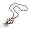 Retro Style Glass & Acrylic & CCB Beads Pendant Necklaces, PU Imitation Leather Necklaces, Colorful, 19.88 inch(50.5cm)