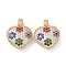 Brass Cubic Zirconia Pendants, with Jump Ring, Long-Lasting Plated, Lead Free & Cadmium Free, Heart, Colorful, 30x24x9.5mm, Hole: 4x5.5mm