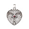 Natural Quartz Crystal Pendants, with Zinc Alloy Findings, Heart with Dragon, 32x31mm