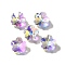 Glass Charms, Flower, AB Color, Faceted, Clear AB, 13x13.5x7.5mm, Hole: 1.2mm