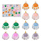 Pandahall 36Pcs 6 Colors Transparent Glass Pendants, with Enamel & Golden Tone Alloy Findings, Cat Paw Print, Mixed Color, 18.5x14.5x7.5mm, Hole: 1.6mm, 6Pcs/color