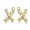Alloy Pendants, Cadmium Free & Nickel Free & Lead Free, Bamboo Initial Letter, Real 18K Gold Plated, Letter.X, X:16.5x11x3mm, Hole: 1.5mm