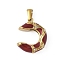 304 Stainless Steel Rhinestone Pendants, Enamel Style, C Shape, Golden, 24.5x19.5x6.5mm, Hole: 7x3.5mm