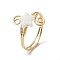 Natural Shell Cuff Ring, Real 18K Gold Plated Copper Wire Wrapped Vortex Finger Ring, Star, Inner Diameter: 19mm