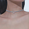 Heart Alloy Full Crystal Rhinestone Link Chain Choker Necklaces for Women, Platinum, 11.81 inch(30cm)