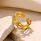 Simple Style 304 Stainless Steel Cuff Rings, for Women, Golden, Inner Diameter: 18mm