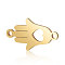 201 Stainless Steel Links connectors, Hamsa Hand/Hand of Fatima/Hand of Miriam with Heart, Golden, 16.5x9.5x0.8mm, Hole: 1mm