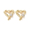 Rack Plating Alloy Rhinestoned Pendants, Heart Charms, Golden, 16x15x4mm, Hole: 2mm