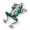 Alloy Enamel Pendants, with Rhinestones, Frog, Platinum, 34x20x6mm, Hole: 2.5mm