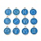 Alloy Enamel Pendants, Flat Round with Constellation, Dodger Blue, 15x12x2mm, Hole: 1.5mm, about 12pcs/set