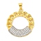 Rack Plating Brass Micro Pave Cubic Zirconia Pendants, Cadmium Free & Lead Free, with Link Chain Shape, Round, Real 18K Gold Plated, 28x25x3.5mm, Hole: 3.5x5mm