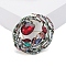 Wreath Alloy Rhinestone Brooches, Siam, 50x45mm