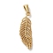 PVD Vacuum Plating 304 Stainless Steel Pendants, Feather Charm, Golden, 33x10.5x2mm, Hole: 3x7mm