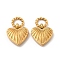 Ion Plating(IP) 304 Stainless Steel Pendants, with Ring, Heart Charm, Real 14K Gold Plated, 15x11x3mm, Hole: 4mm