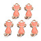 Alloy Enamel Pendants, Cat Shape, Light Gold, Salmon, 22x12x2~3mm, Hole: 2mm