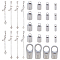 304 Stainless Steel Cord Ends and Chain Extender, with Cord Ends, Curb Chains and Lobster Claw Clasps, Stainless Steel Color, 19x10x8mm, Hole: 7x9mm, Inner Diameter: 6mm