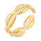 Ion Plating(IP) 304 Stainless Steel Shell Wrap Open Cuff Ring for Women, Real 18K Gold Plated, US Size 8(18.1mm)