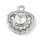 Brass Micro Pave Cubic Zirconia Charms, Cadmium Free & Nickel Free & Lead Free, Shell Shape, Platinum, 11x10x3mm, Hole: 1.2mm