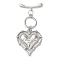Brass Micro Pave Clear Cubic Zirconia Toggle Clasps, Cadmium Free & Nickel Free & Lead Free, Heart, Platinum, 45mm, Bar: 19x7x3mm, Hole: 1.4mm; Ring: 13x11x1.5mm, Hole: 1.4mm